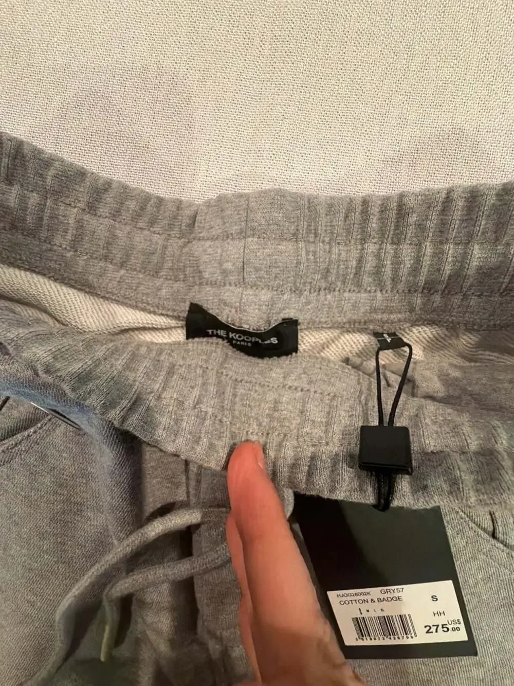 The Kooples Cotton & Badge Grey Drop-Crotch Jogger Sweatpants size S mens